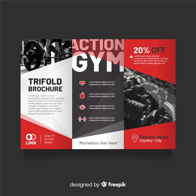 Free Vector gym trifold flyer template