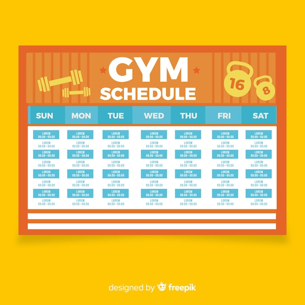 Gym or workout schedule template