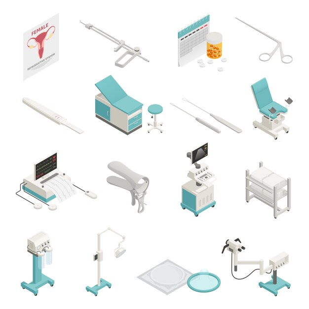 Gynecology Isometric elements Set