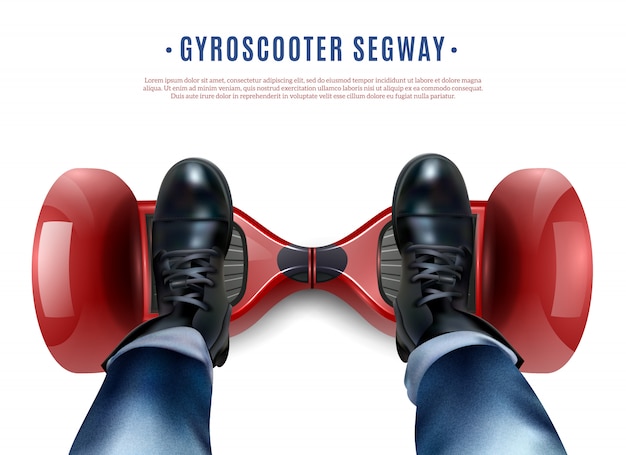 Free Vector gyro scooter feet realistic top view  