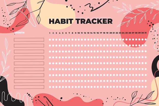 Habit tracker template with plant