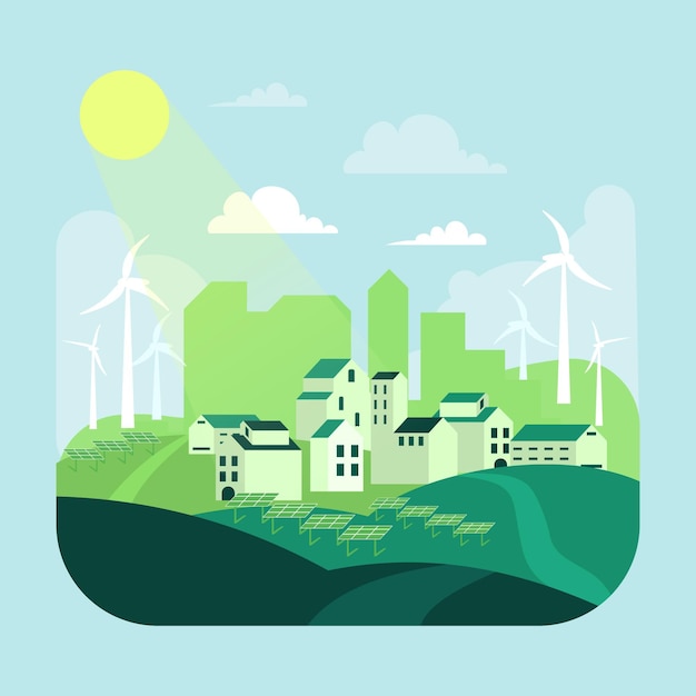 Free Vector habitat day illustration with green town