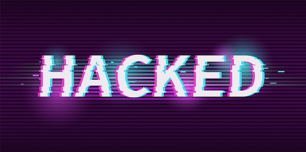 Free Vector hacked word with glitch effect