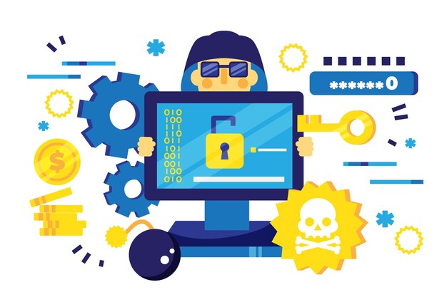 Free Vector hacker activity illustration design