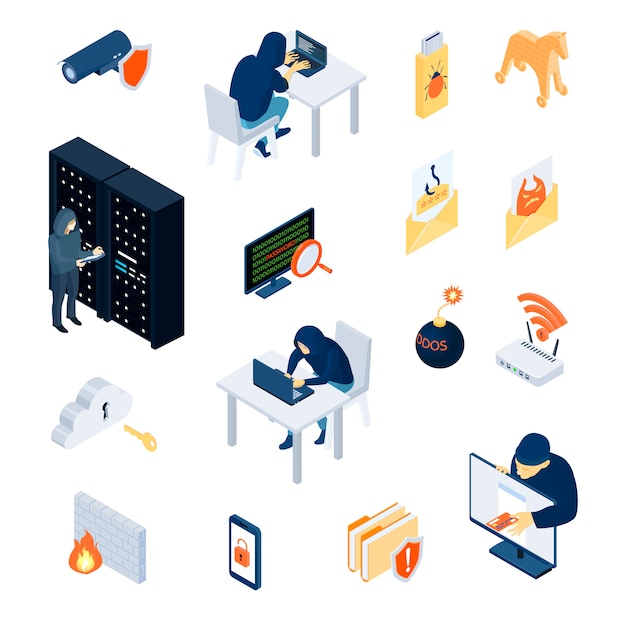 Hacker Isometric elements Set