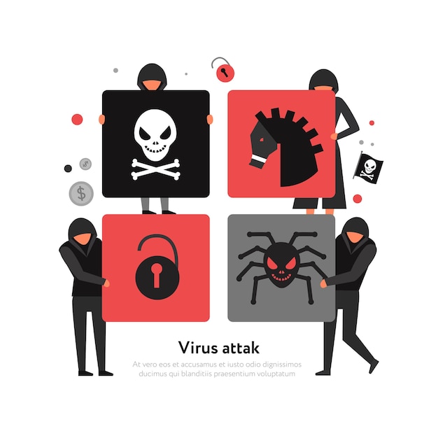 Free Vector hackers and threats of computer security