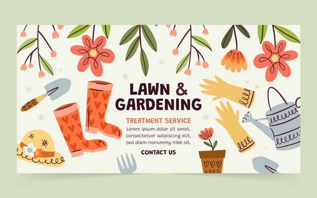 Had drawn  flat design gardening facebook post