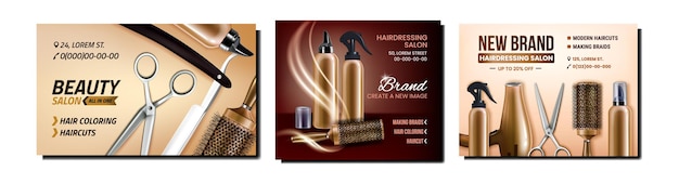 Haidresser Service Promotion Posters Set