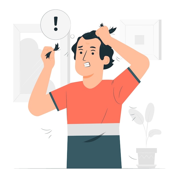 Free Vector hair-pulling disorder concept illustration