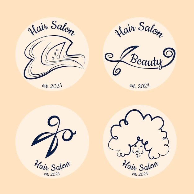 Free vector hair salon logo collection