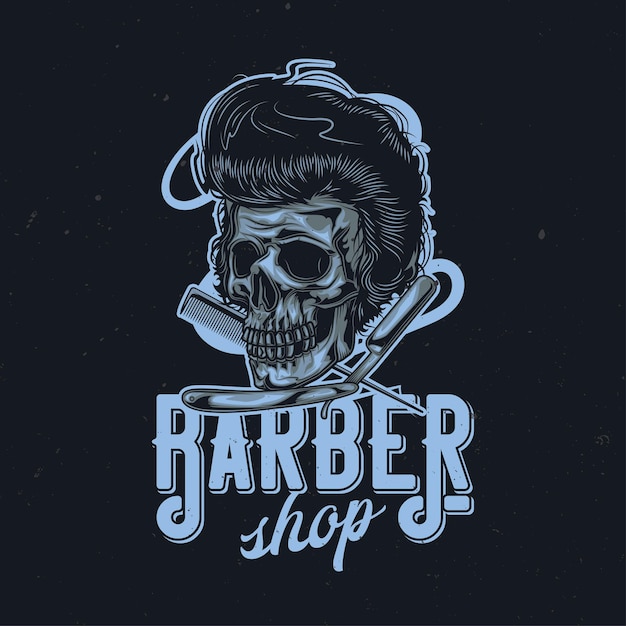 Free Vector hairy skull, razor and comb illustration