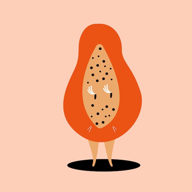 Free Vector half of fresh ripe papaya cartoon character vector