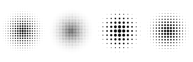 Free vector halftone circular classic background set of four