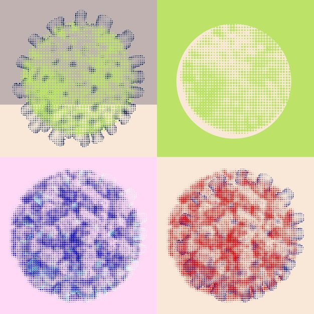 Free Vector halftone coronavirus set illustration 