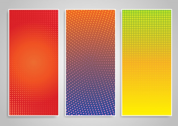 Halftone dot vertical background designs set