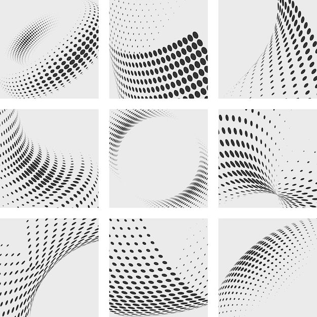 Halftone dots effects backgrounds set.