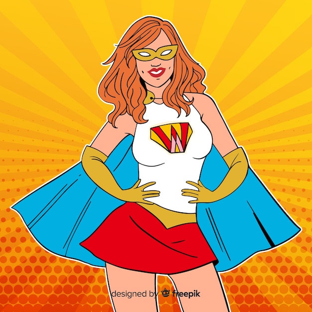 Free vector halftone female superhero background