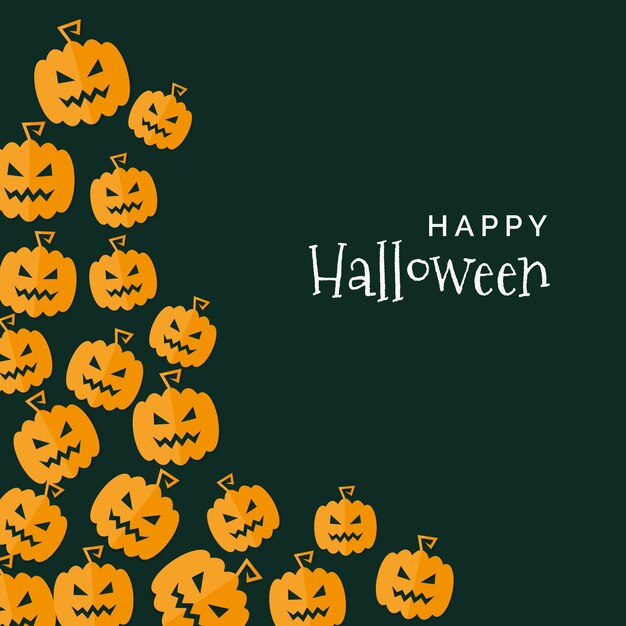 Halloween background of creepy pumpkins in flat design