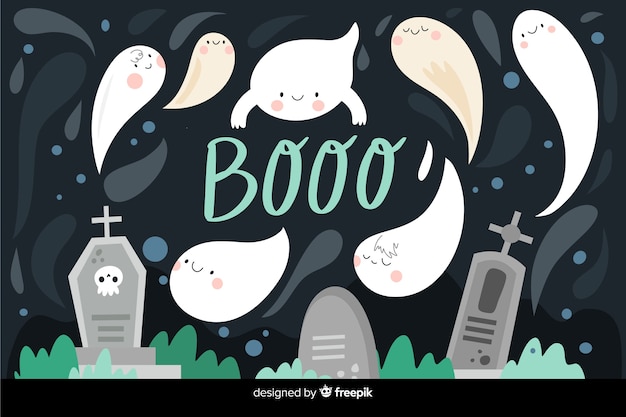 Free vector halloween background in flat design