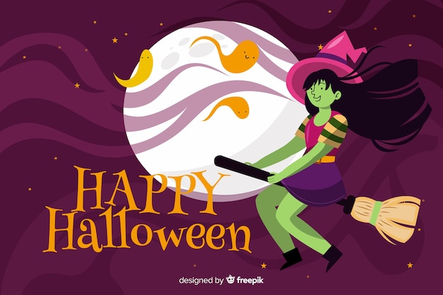 Free Vector halloween background in flat design