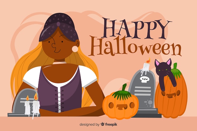 Halloween background in flat design