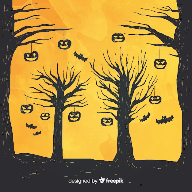 Halloween background in watercolor style