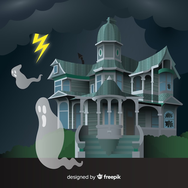 Free Vector halloween background with castle