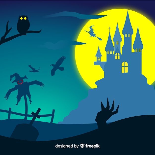 Halloween background with castle