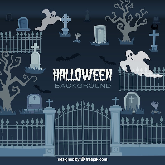 Free Vector halloween background with cementery design