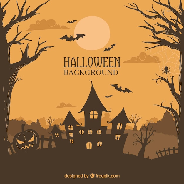 Halloween background with creepy house