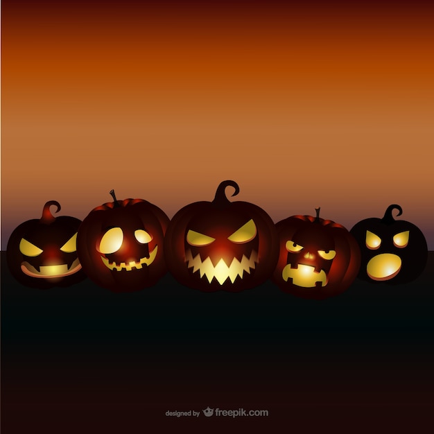 Halloween background with evil pumpkins