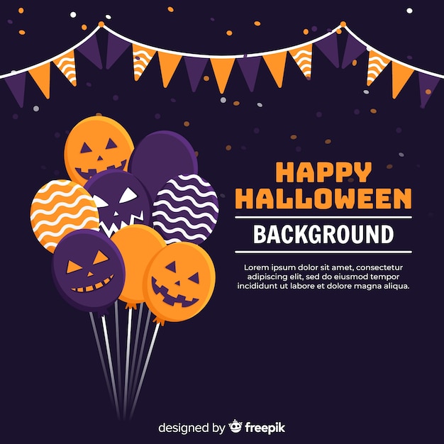 Free Vector halloween background with flat balloons