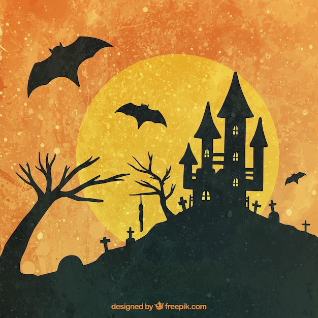 Free Vector halloween background with vintage style