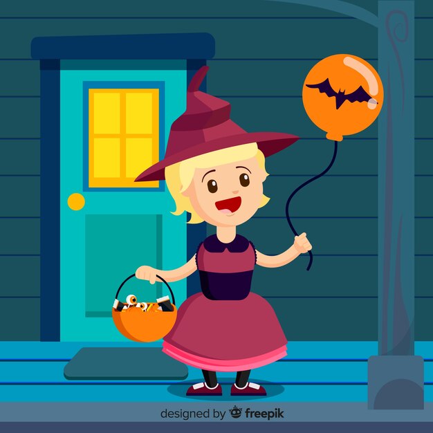 Halloween background with witch