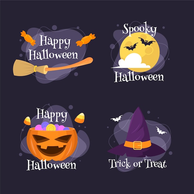 Free Vector halloween badge collection in flat design