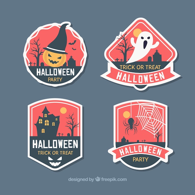 Halloween badges in four colours