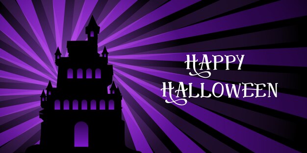 Halloween banner with castle on starburst design