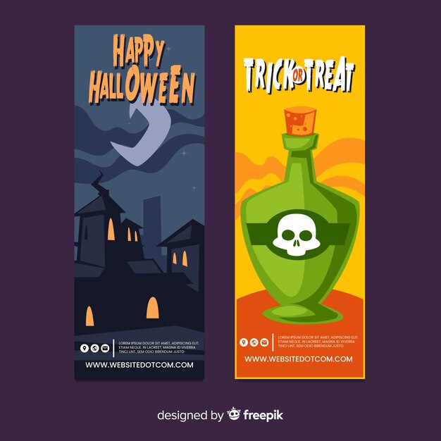 Halloween banners in flat design