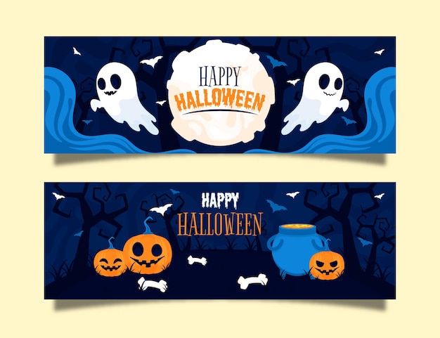 Free Vector halloween banners in flat design