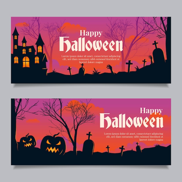 Halloween banners in flat design