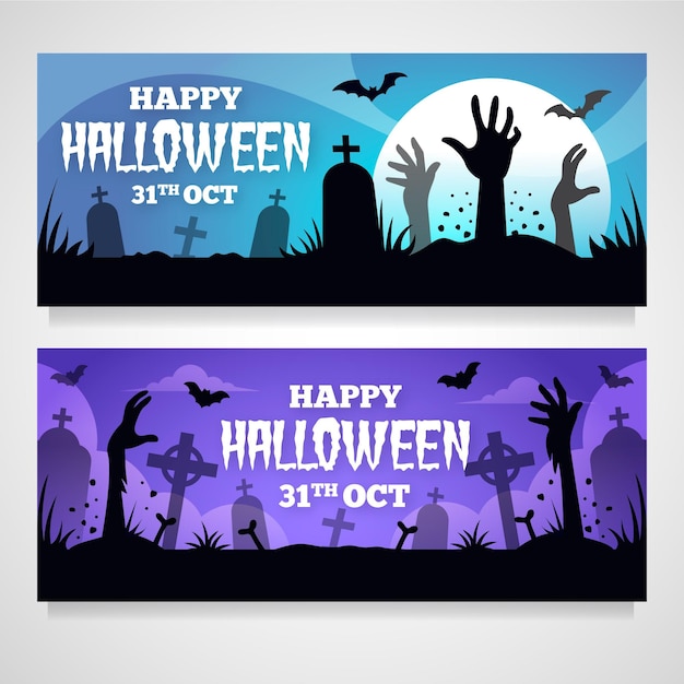 Halloween banners set concept