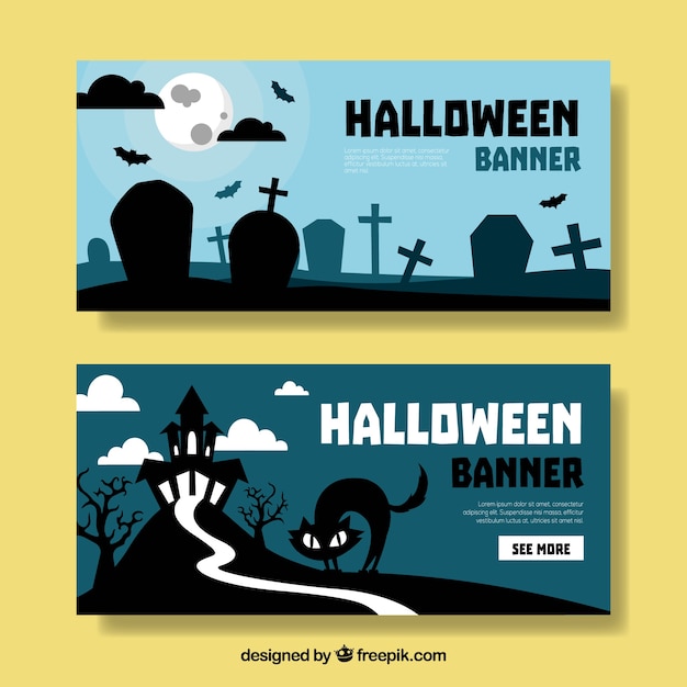 Free Vector halloween banners with classic style