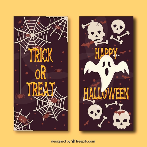 Free Vector halloween banners with traditional elements