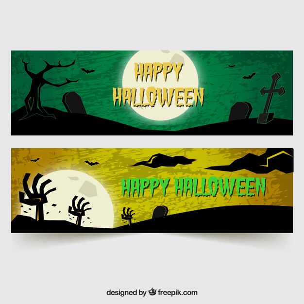 Halloween banners with walking deads