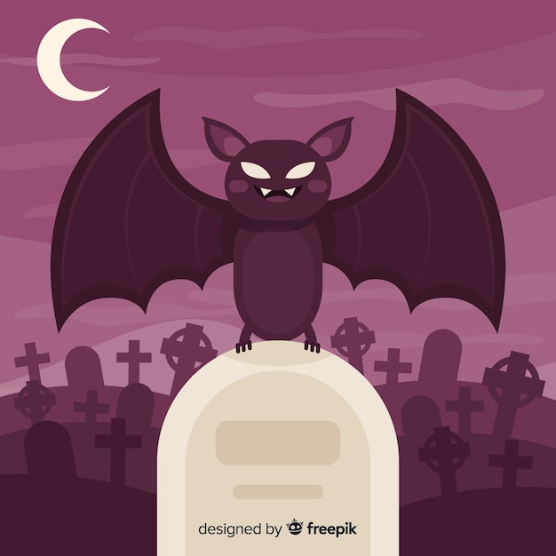 Free Vector halloween bat background in flat design