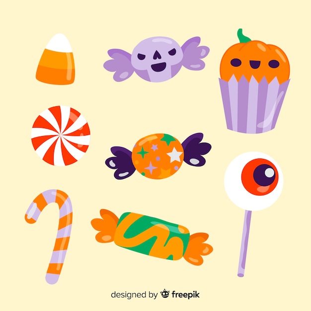 Halloween candies hand drawn