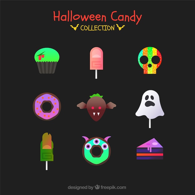 Free Vector halloween candies with modern style