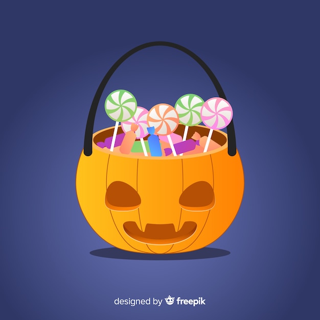 Free Vector halloween candy back composition in flat desing