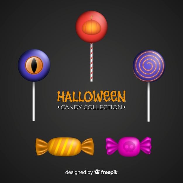 Halloween candy collection with realistic design