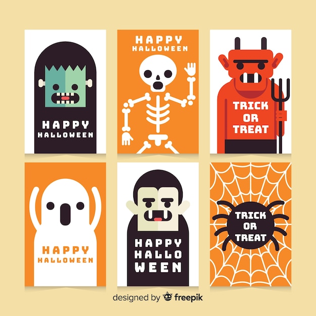 Free Vector halloween card collection